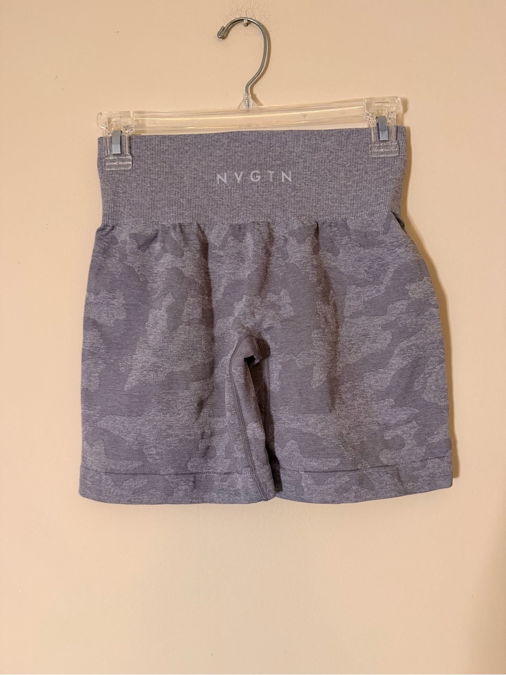 NYGTN Gray Camo Seamless High-Waist Bike Shorts
